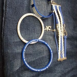 Blue and White Wildcats Bracelet Set
